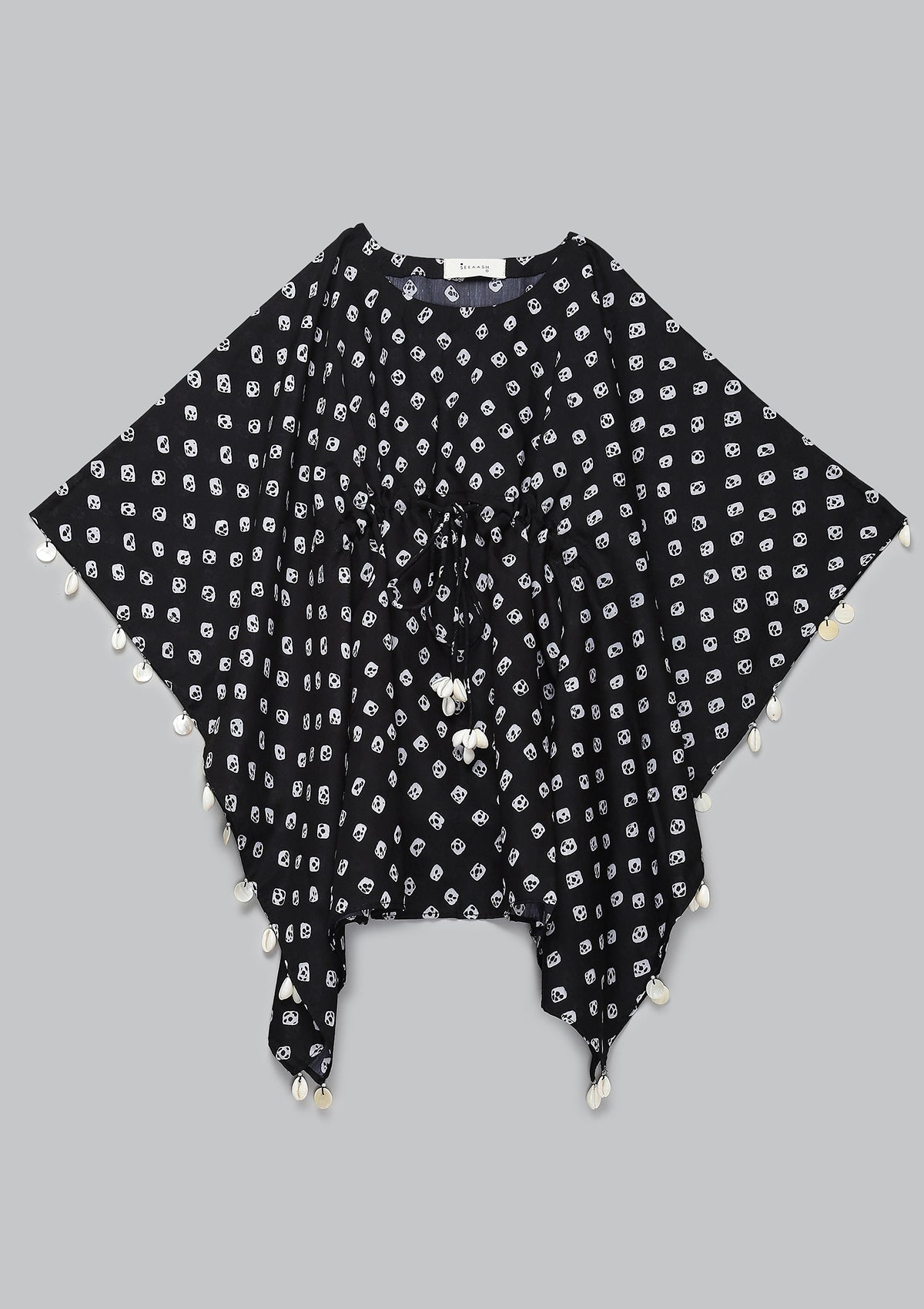 Kids Coal Bandhani Kaftan Set