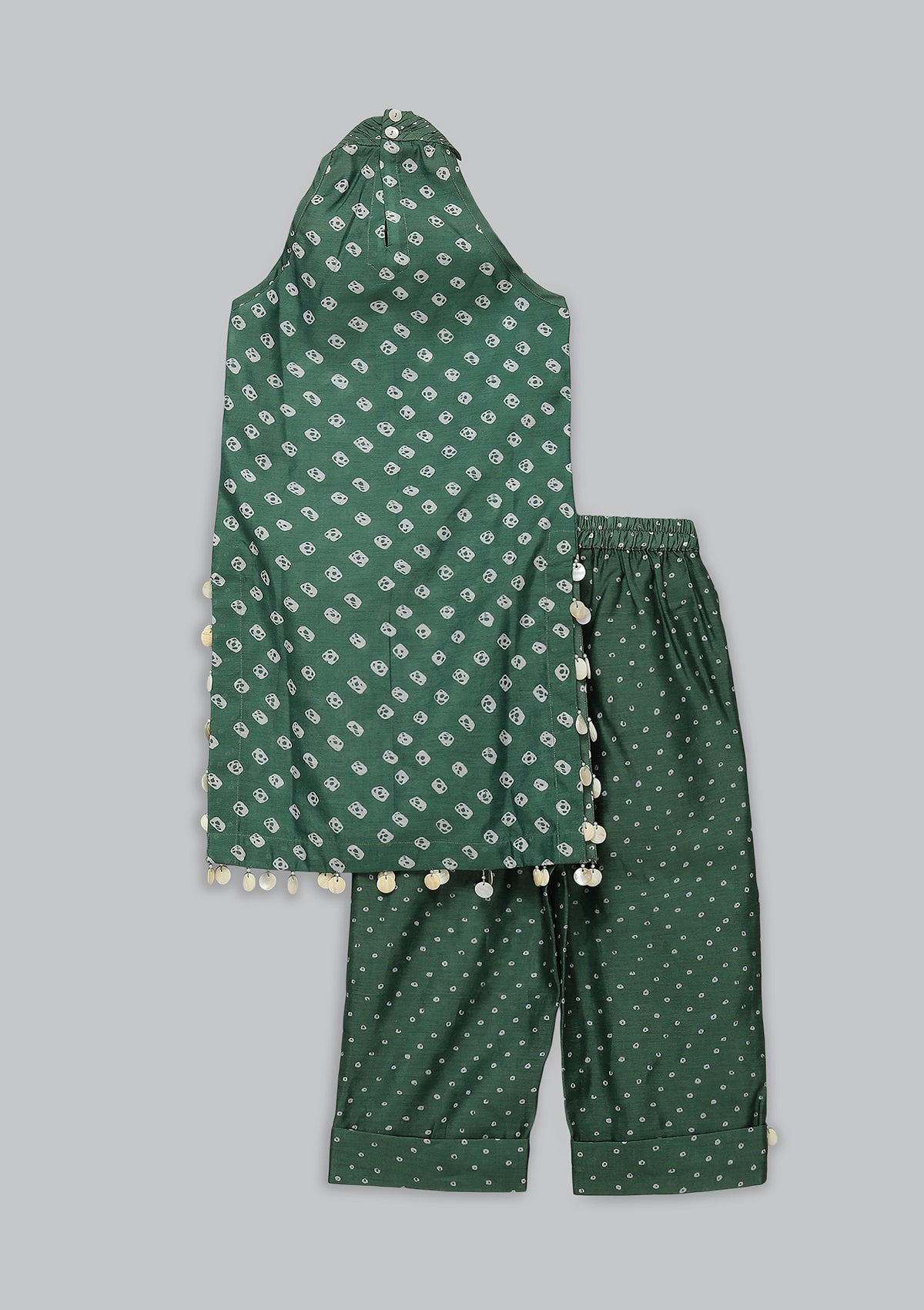 Kids Leaf Bandhani Halter Tunic Set