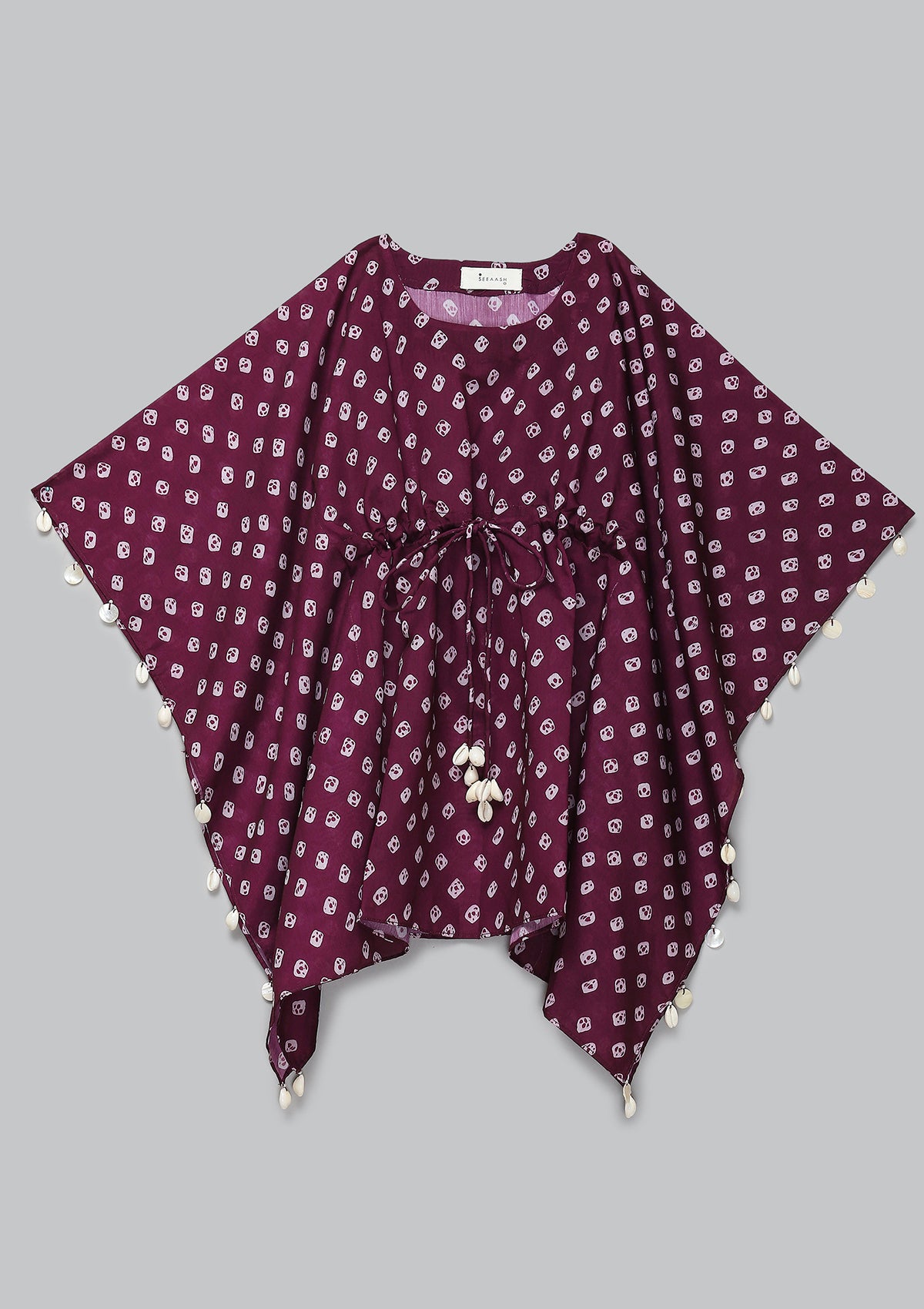 Kids Burgundy Bandhani Kaftan Set