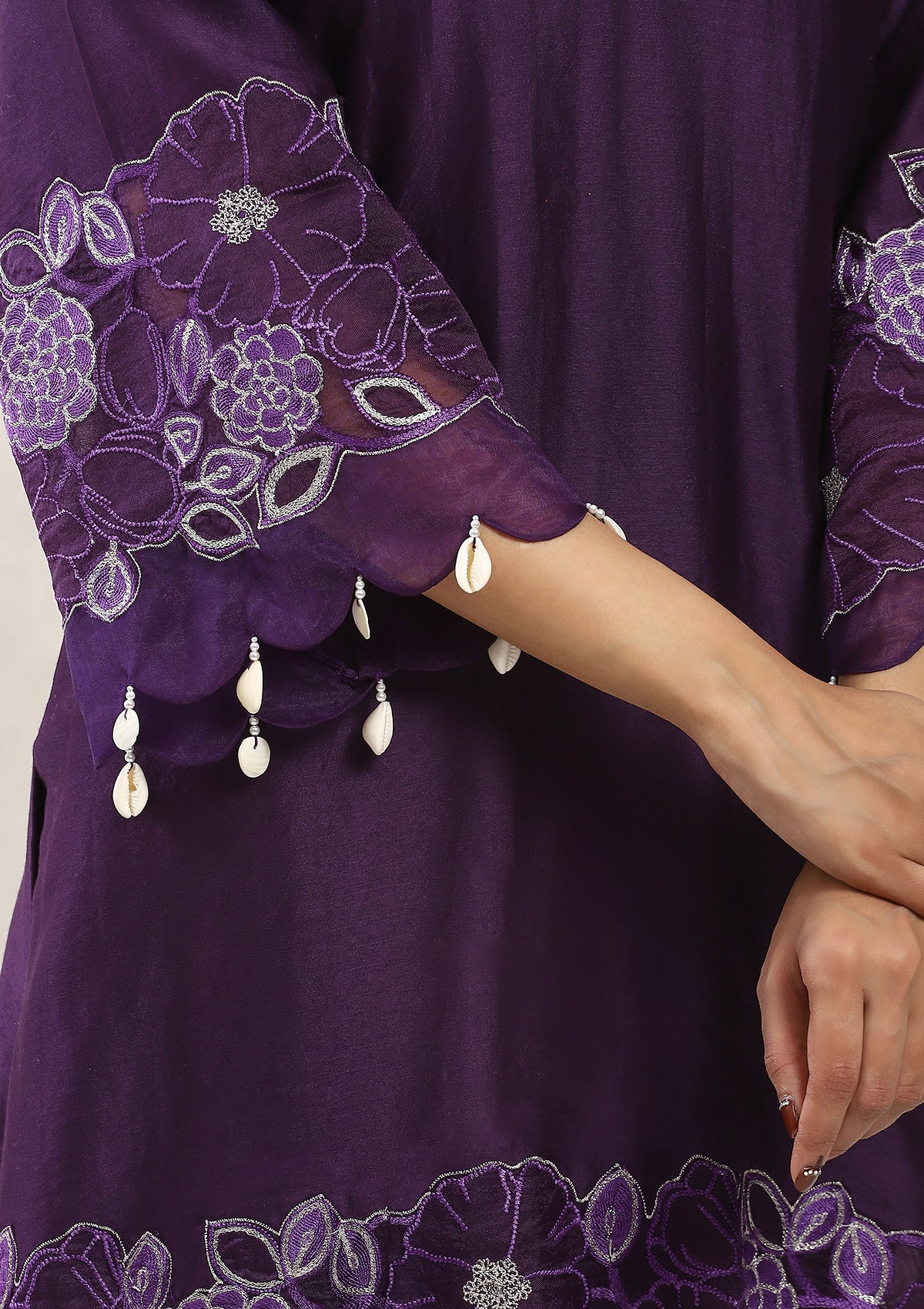Plum Applique Kurta Set