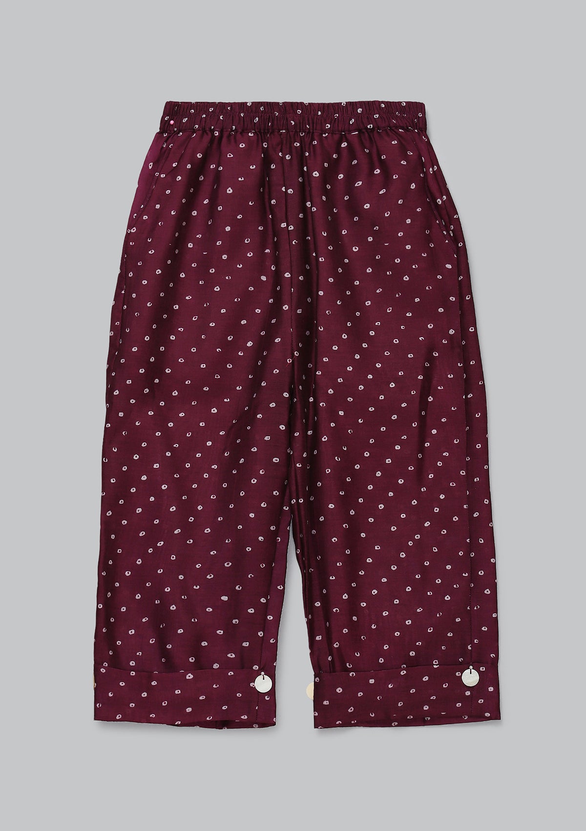 Kids Burgundy Bandhani Kaftan Set