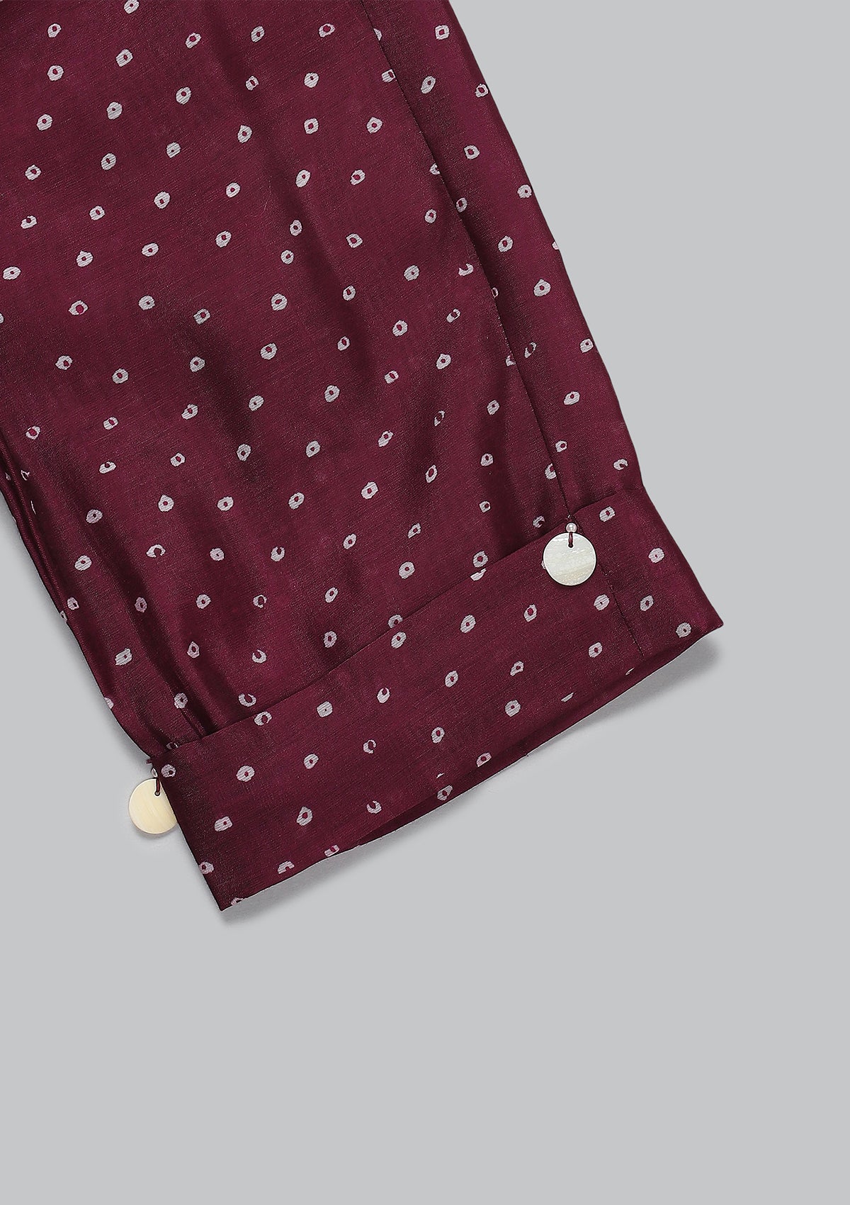 Kids Burgundy Bandhani Kaftan Set