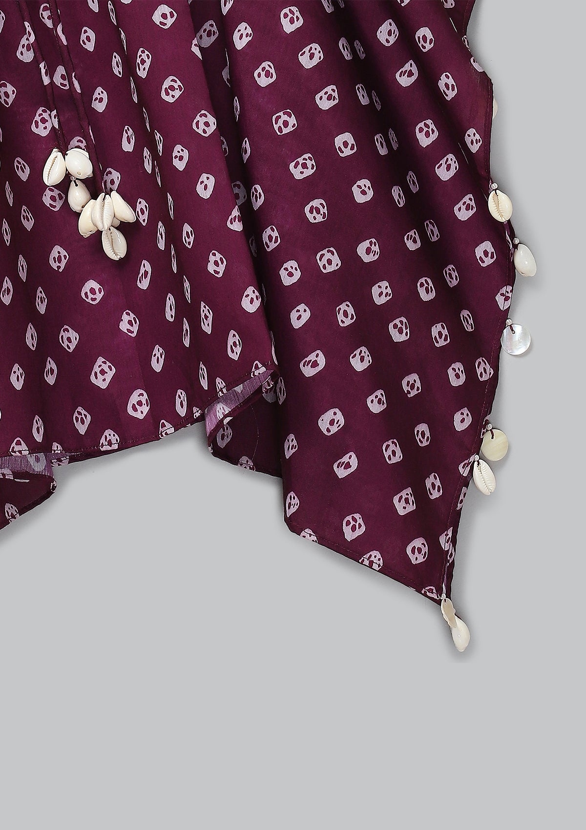 Kids Burgundy Bandhani Kaftan Set