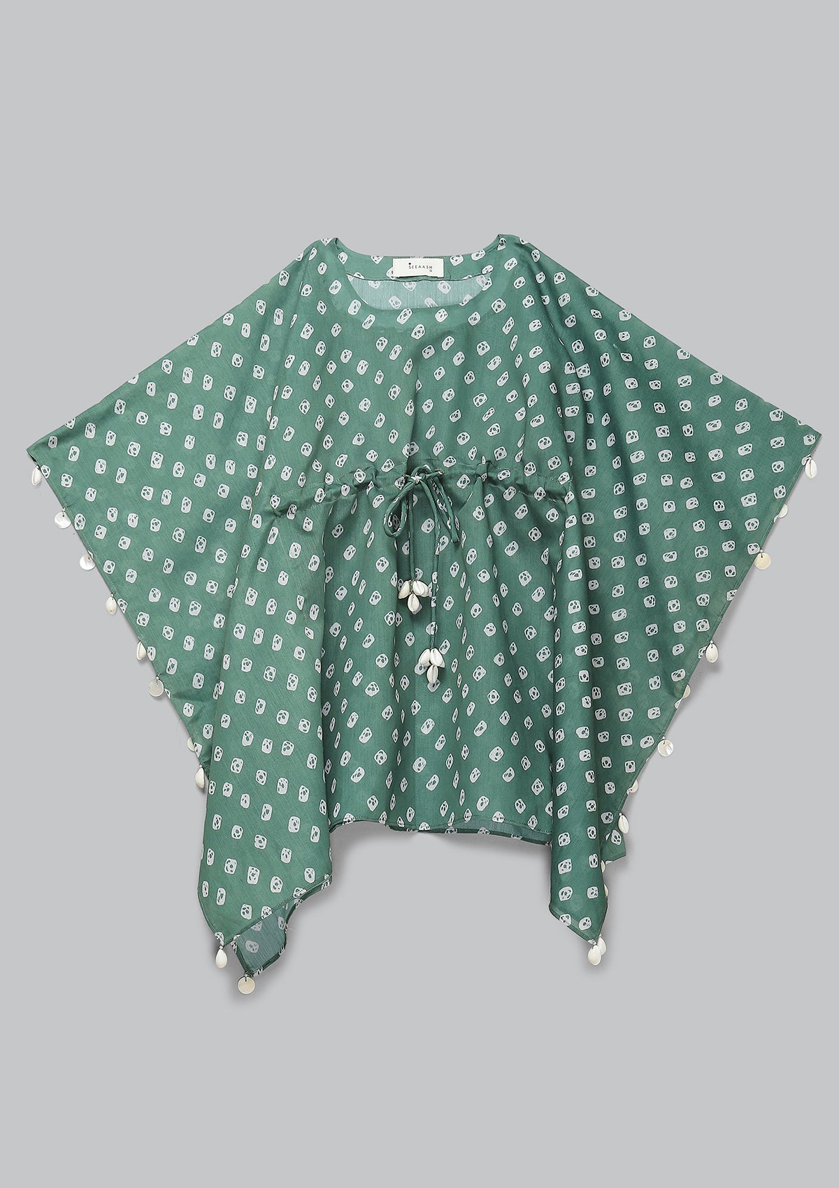 Kids Leaf Bandhani Kaftan Set