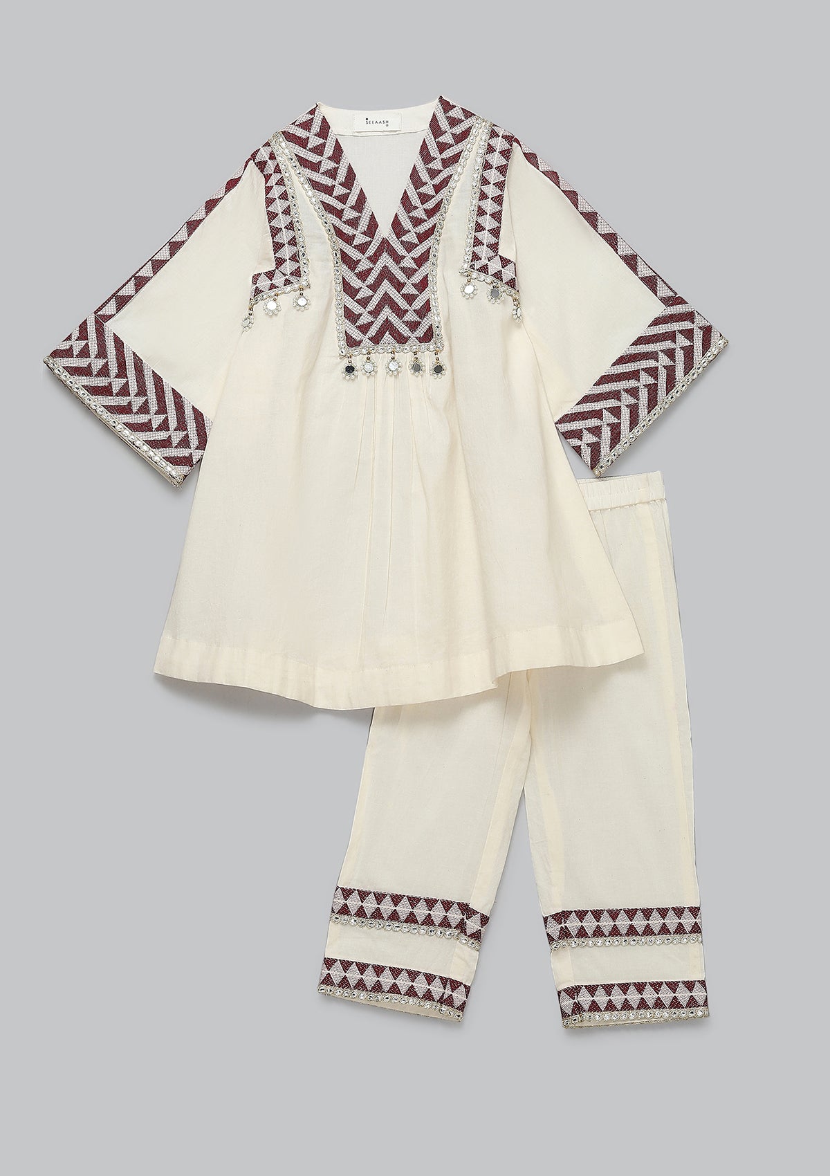 Kids Ivory Aztec Kurta Set