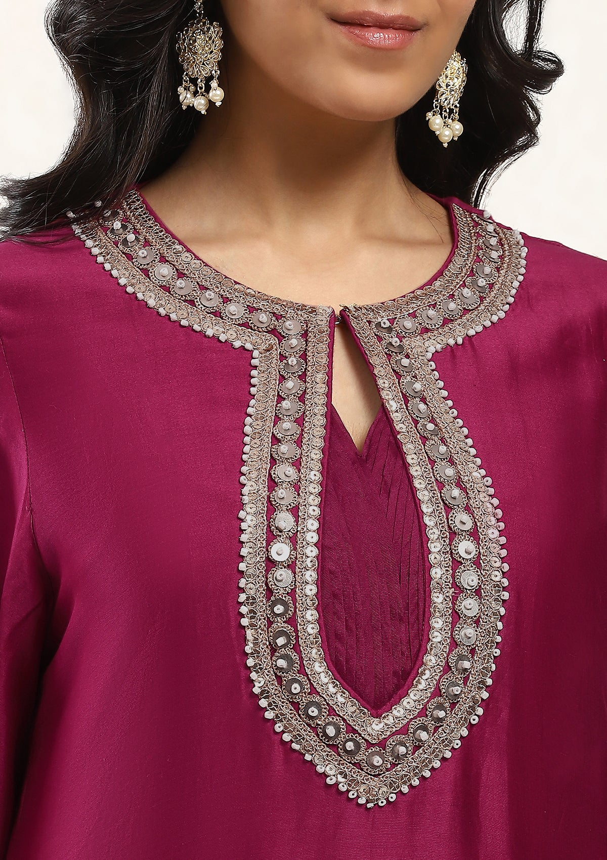 Pink Scalloped Kurta Set
