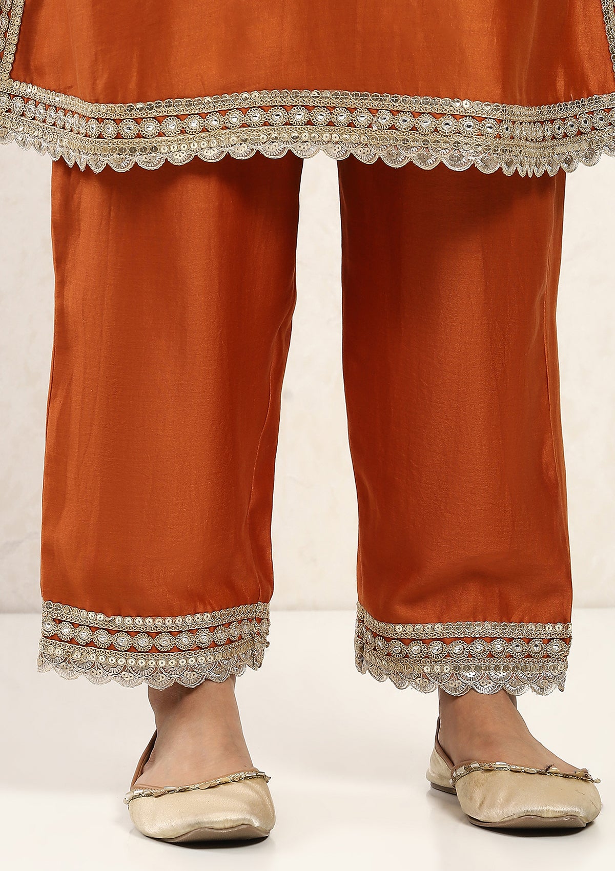 Saffron Scalloped Kurta Set