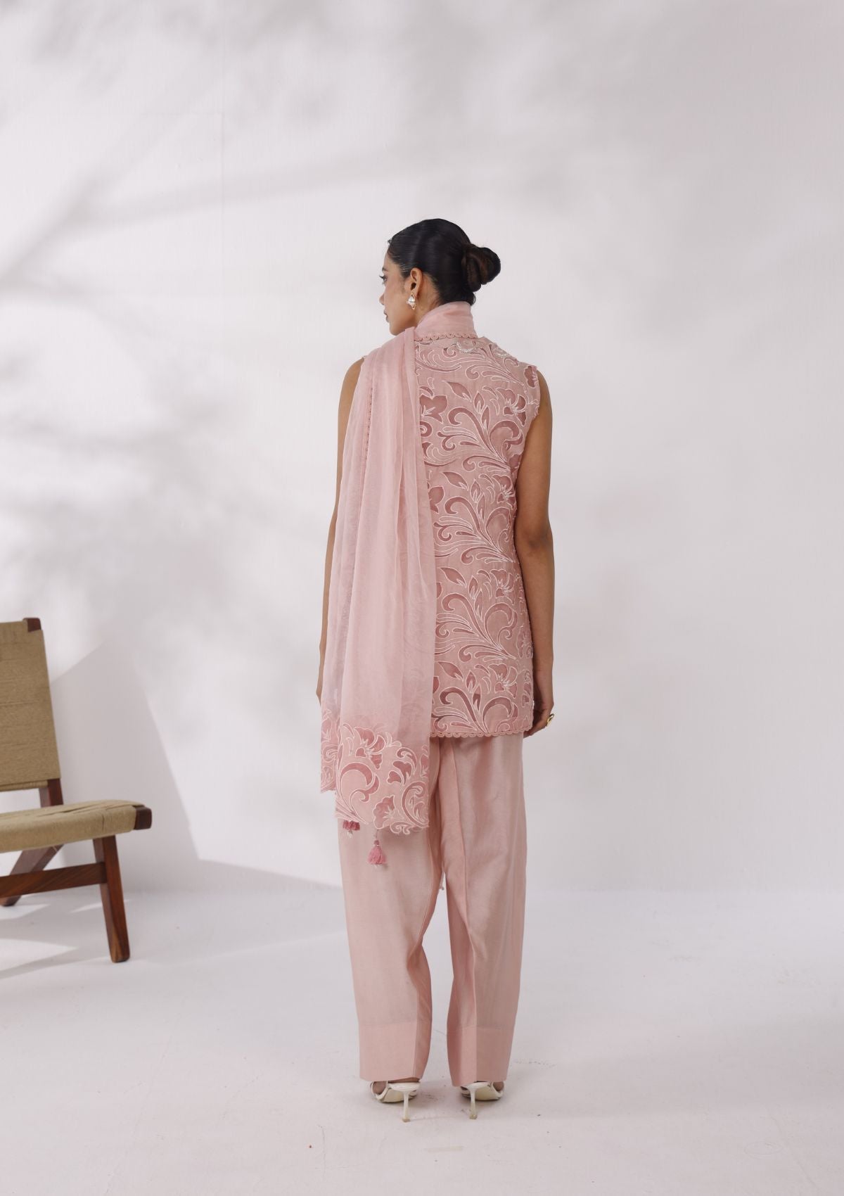 Blush Applique Embroidered Farshi Set