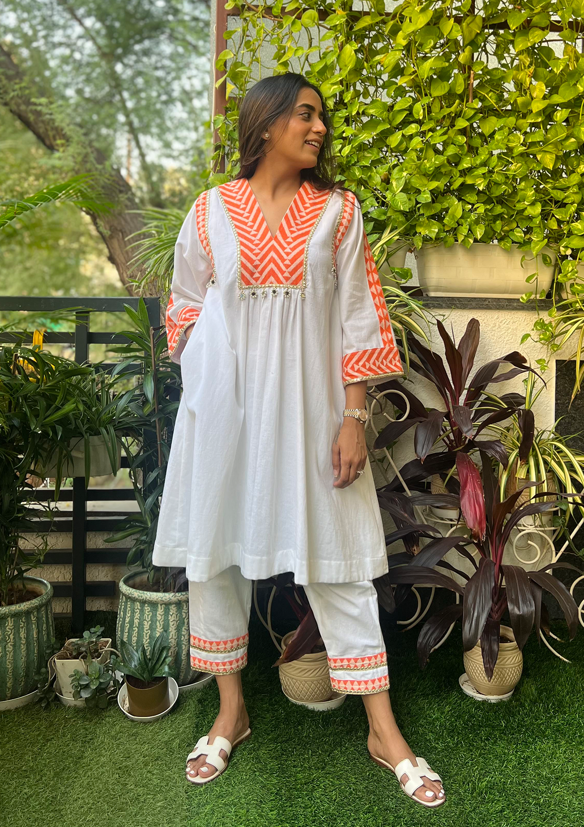 Saffron Aztec Kurta Set