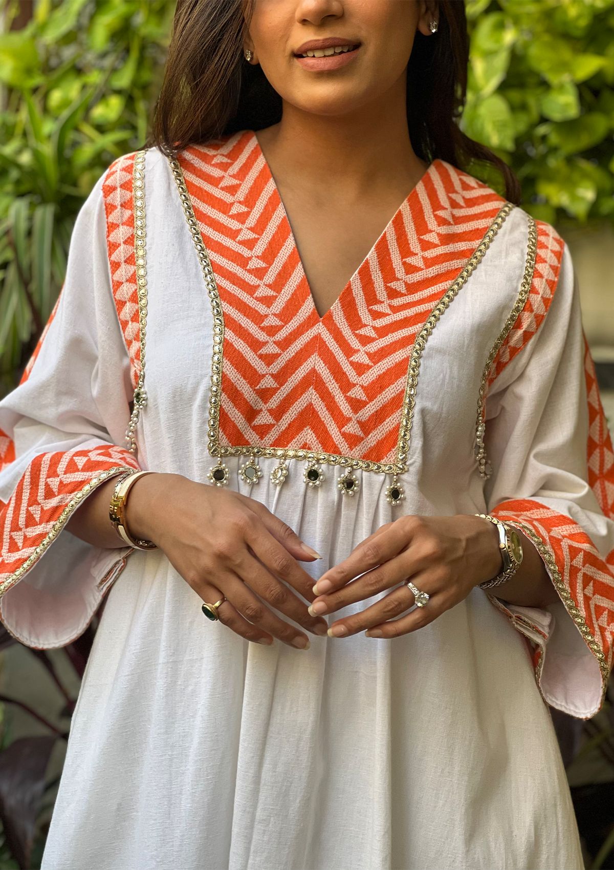 Saffron Aztec Kurta Set