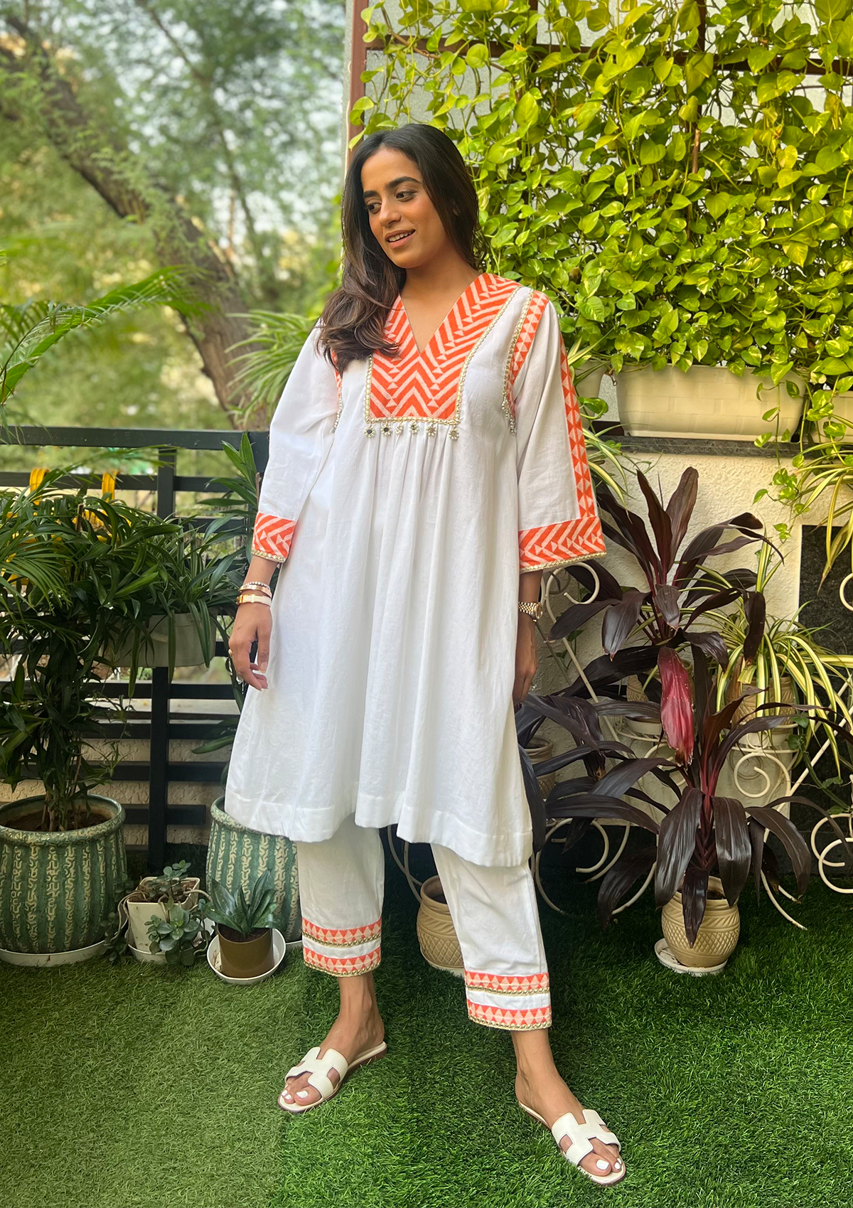 Saffron Aztec Kurta Set