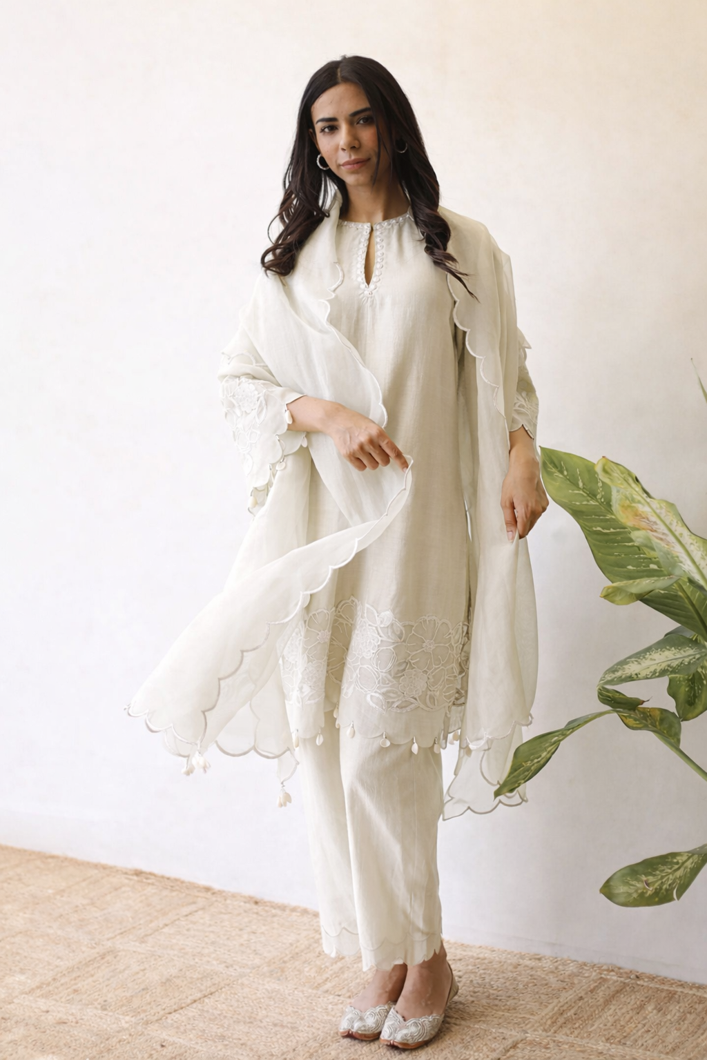 Ivory Applique Kurta Set