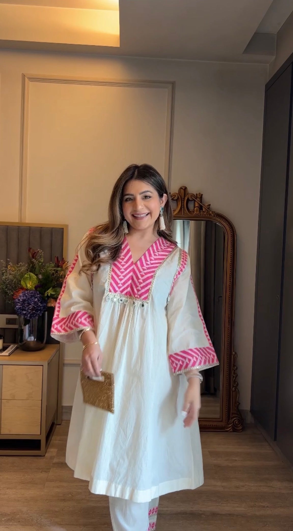 Sara Ali Khan in Pink Aztec Kurta Set