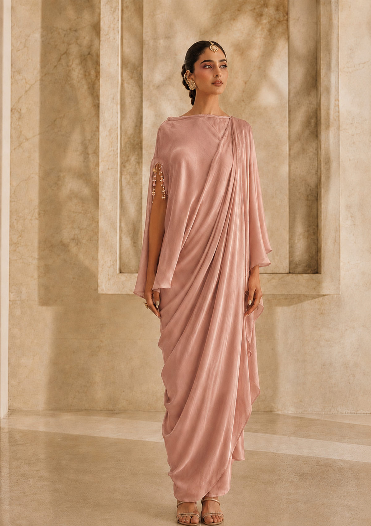 Blush Draped Saree set