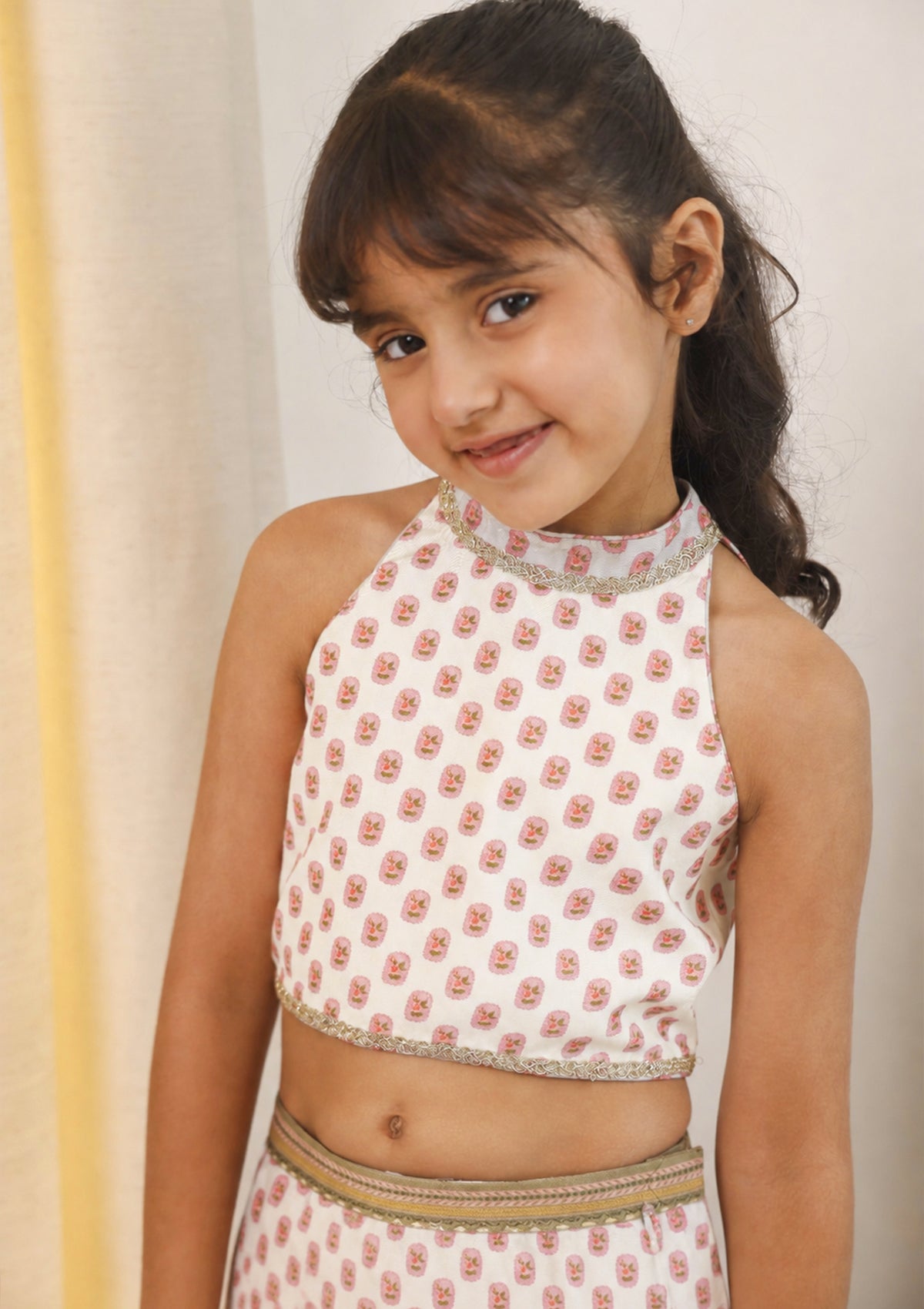Kids Ivory Meadow Lehenga Set