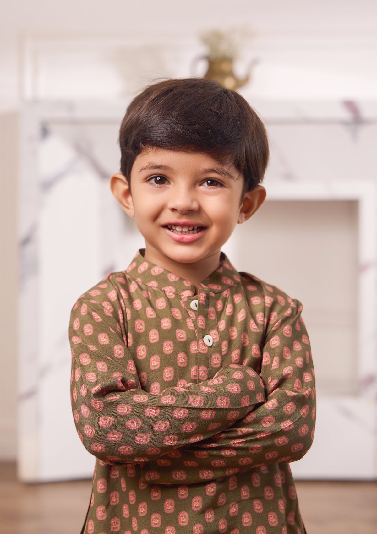 Kids Mocha Meadow Kurta Set