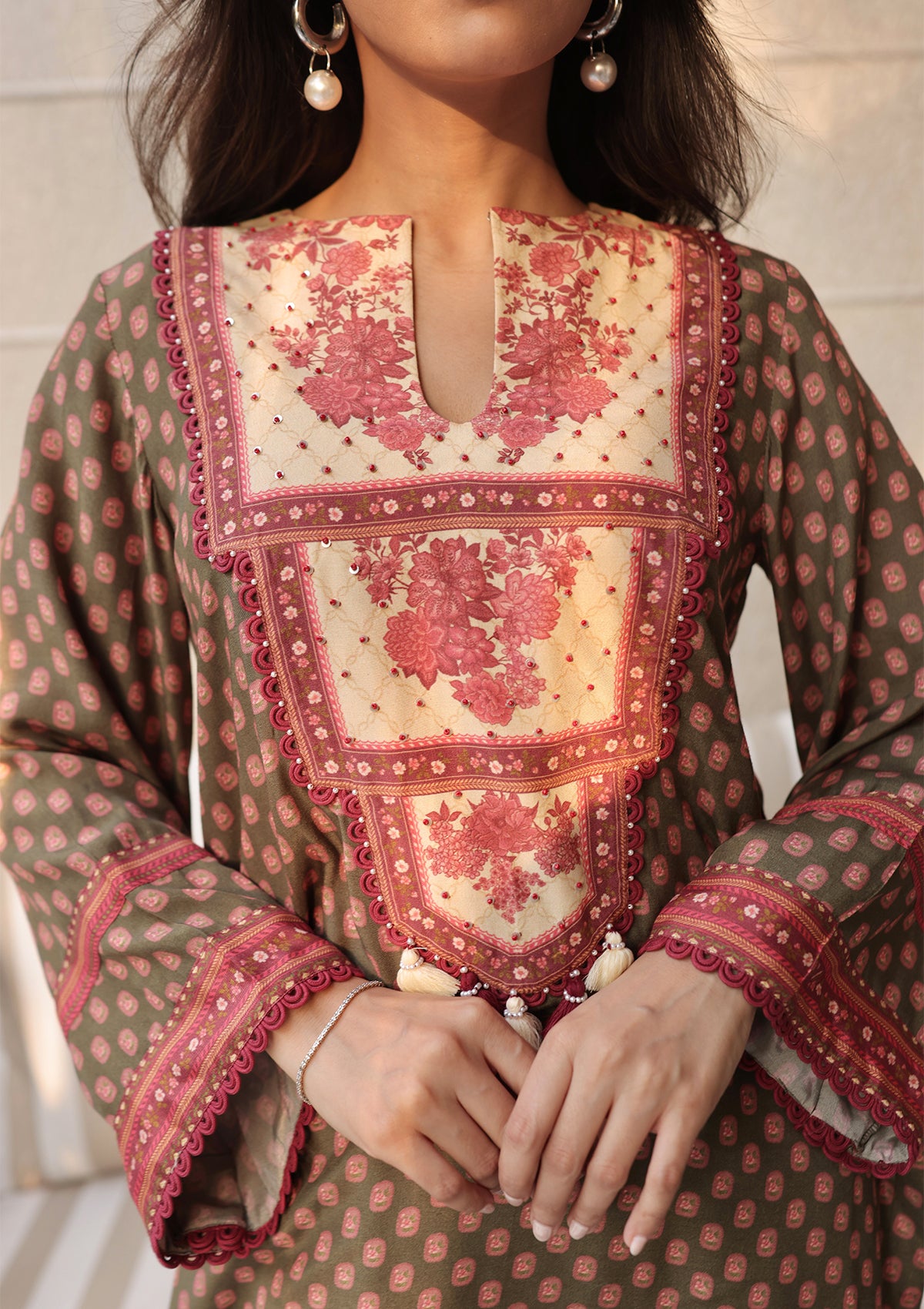 Mocha Embellished Lawn Set