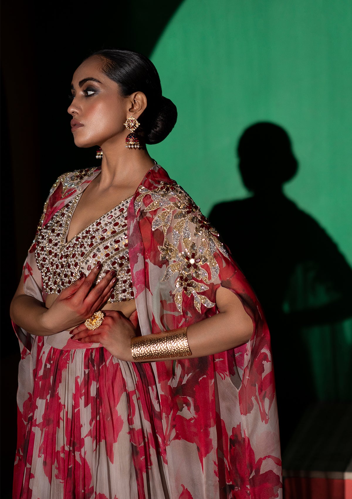 Amara Fuchsia Cape Lehenga Set