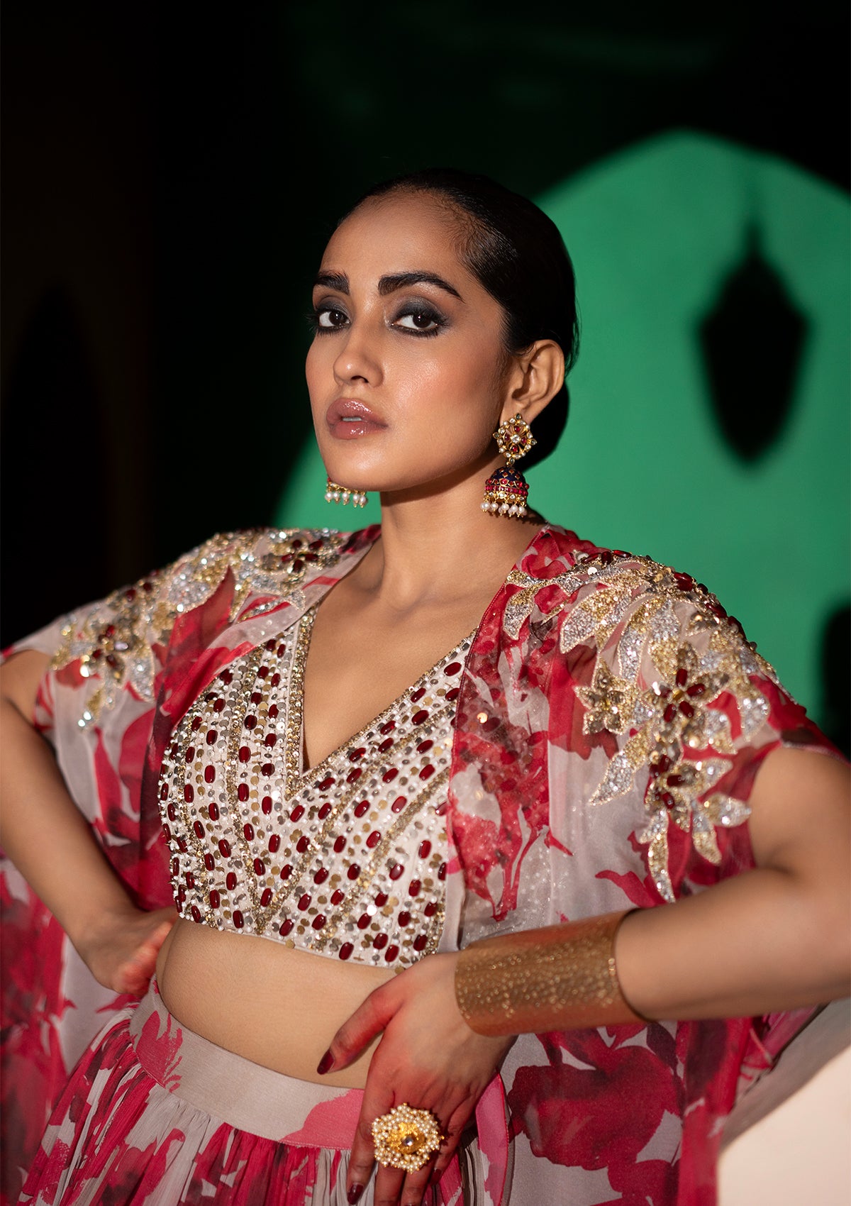 Amara Fuchsia Cape Lehenga Set