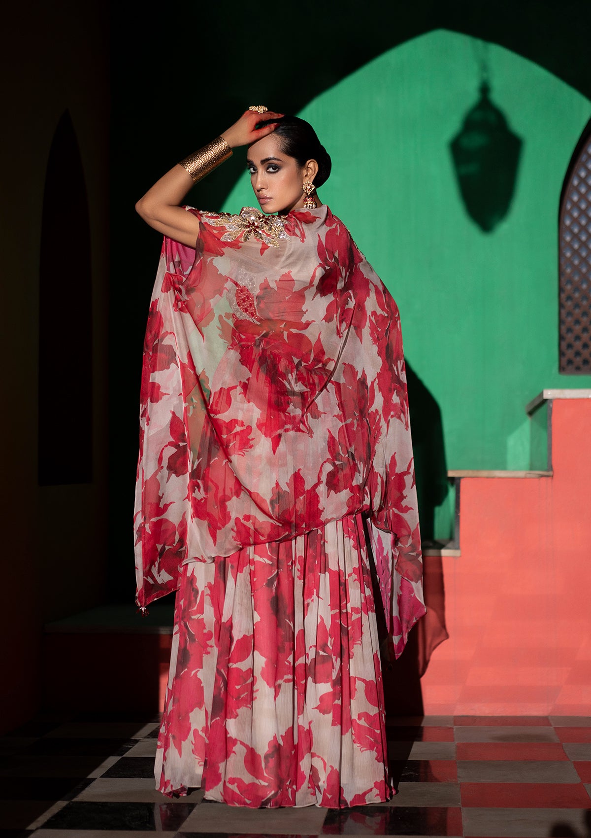 Amara Fuchsia Cape Lehenga Set