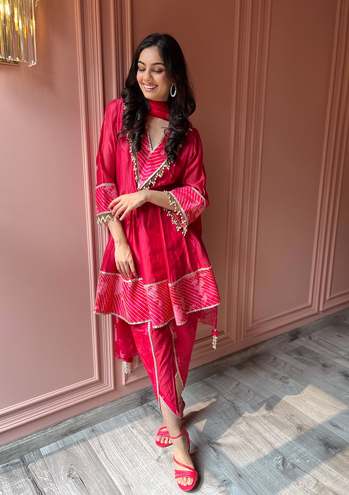 Bagh Peony Gota Kurta Set