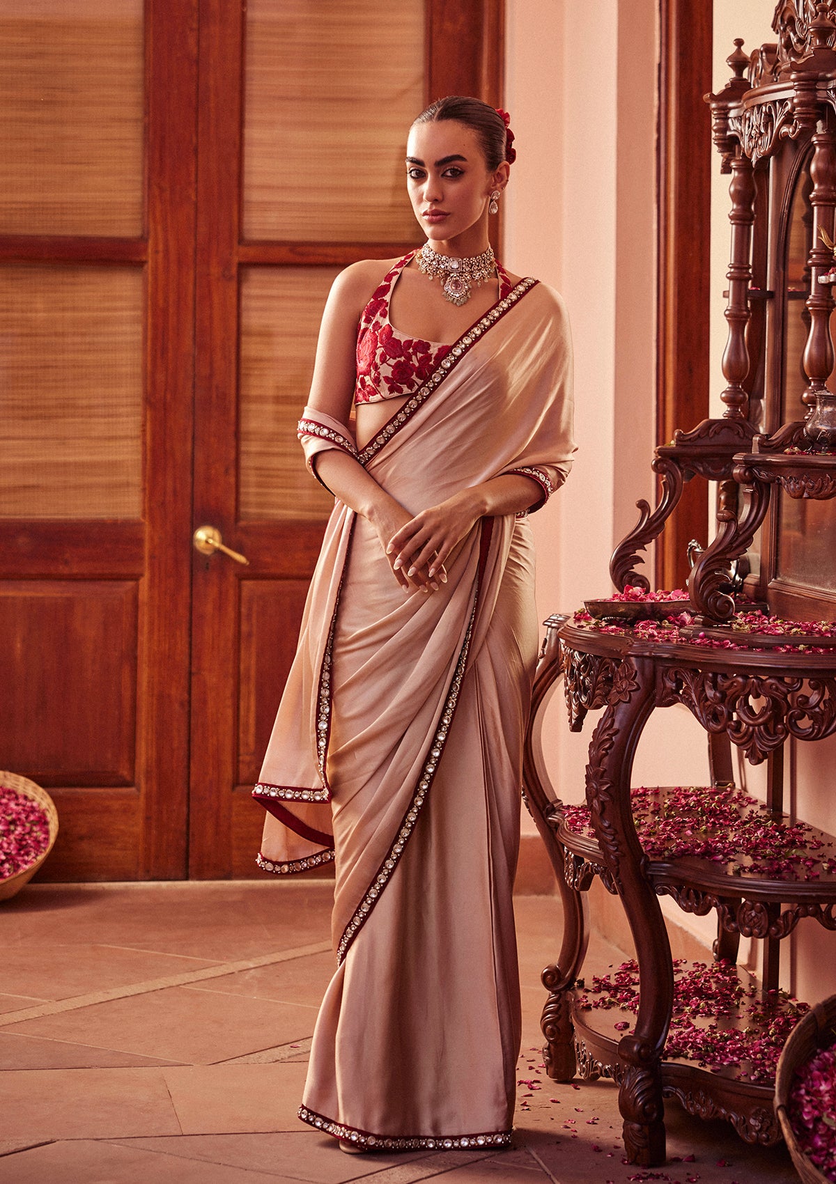 Champagne Gulaab Pre-Draped Saree