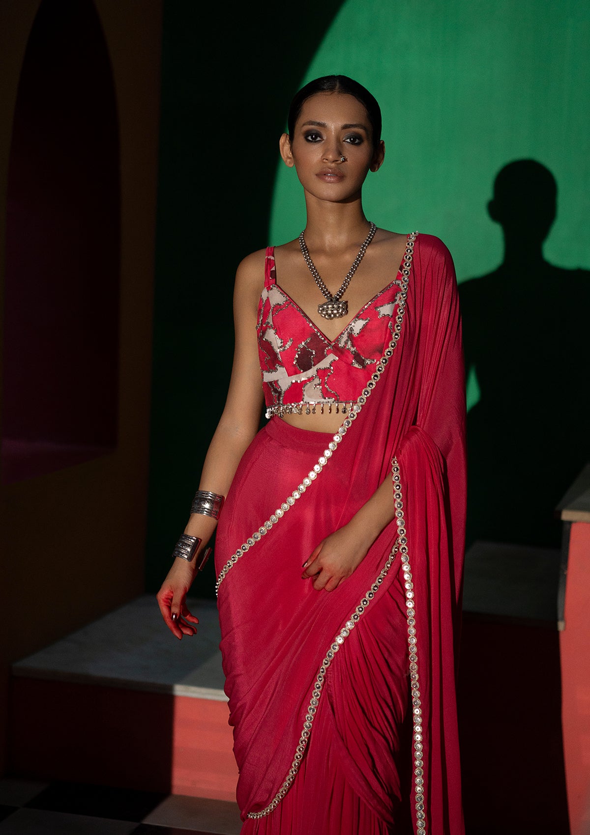 Anaita Shroff in Amara Fuchsia Pleated Saree Set