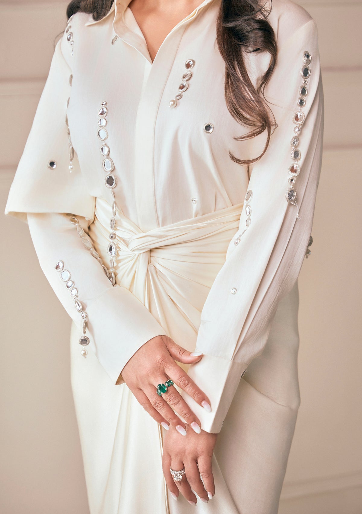 Ivory Mykonos Draped Skirt Set