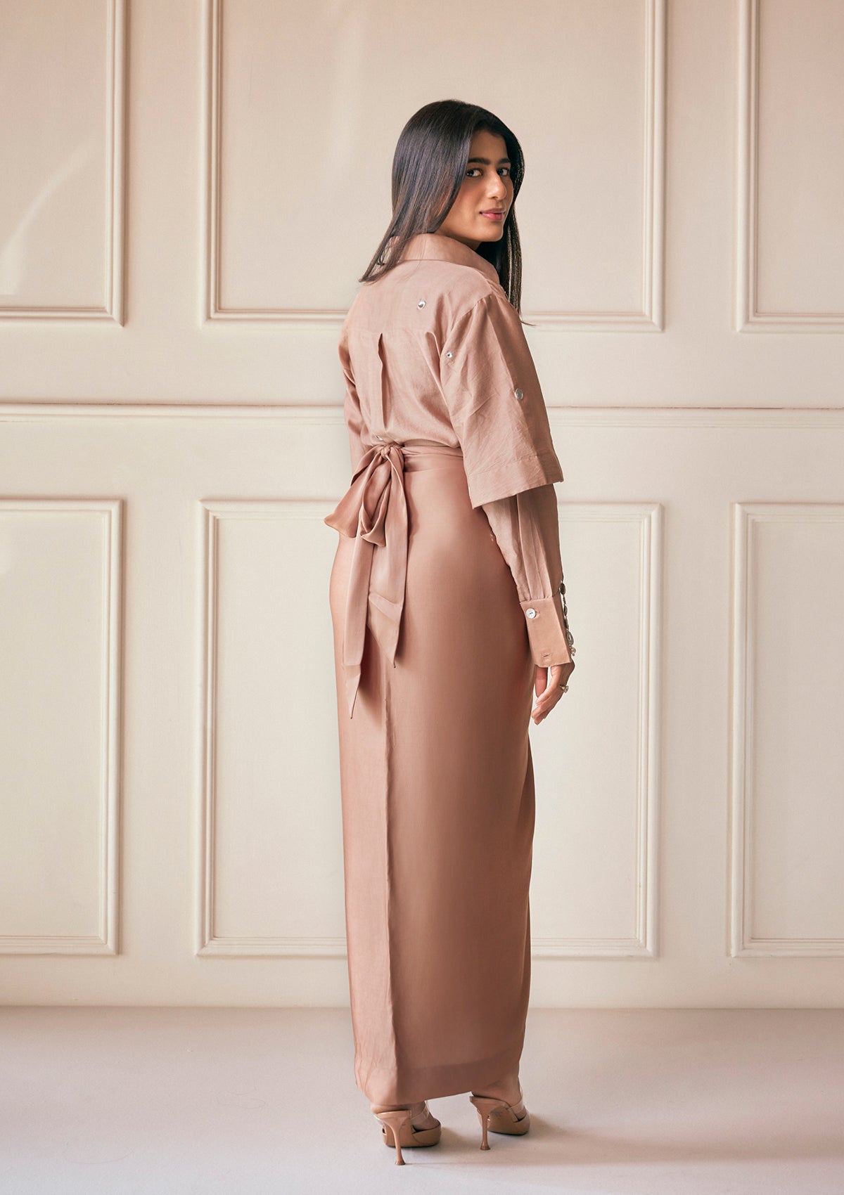 Mocha Mykonos Draped Skirt Set