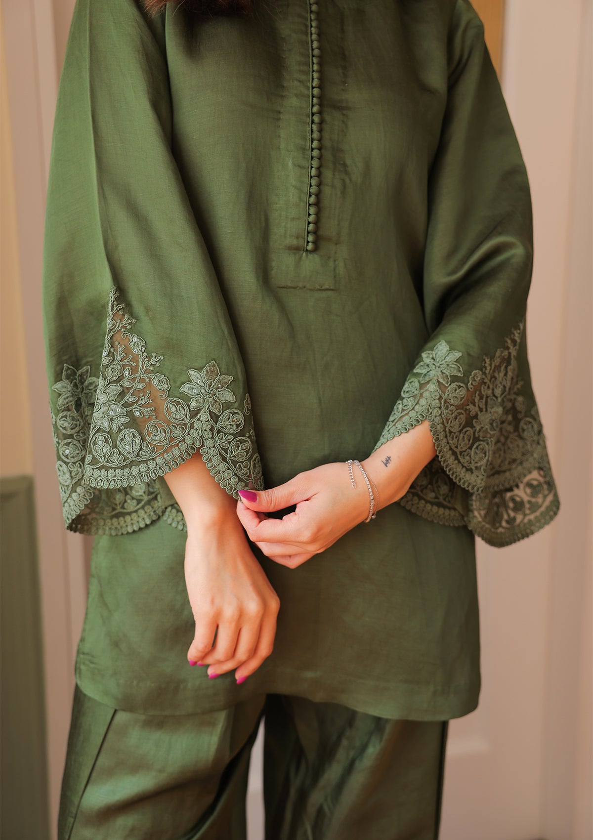Sonali Bendre in Sage Mughal Farshi Salwar Set