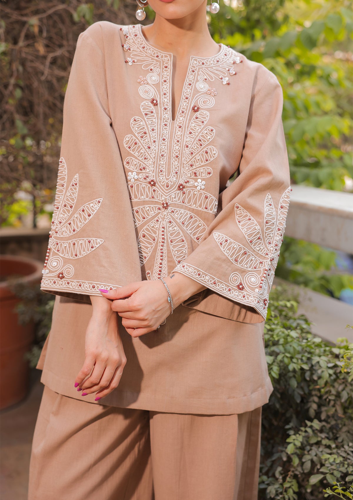 Mira Kapoor in Khakhi Palm Co-ord Set