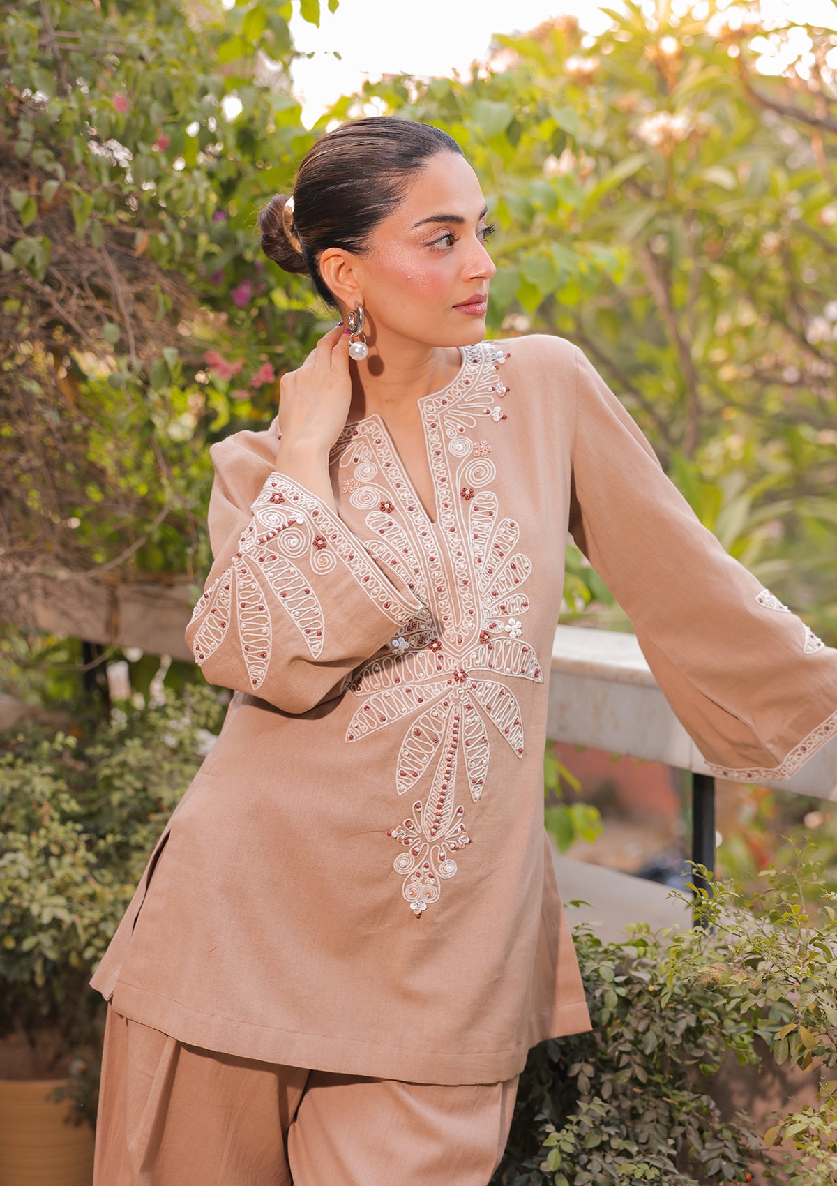 Mira Kapoor in Khakhi Palm Co-ord Set