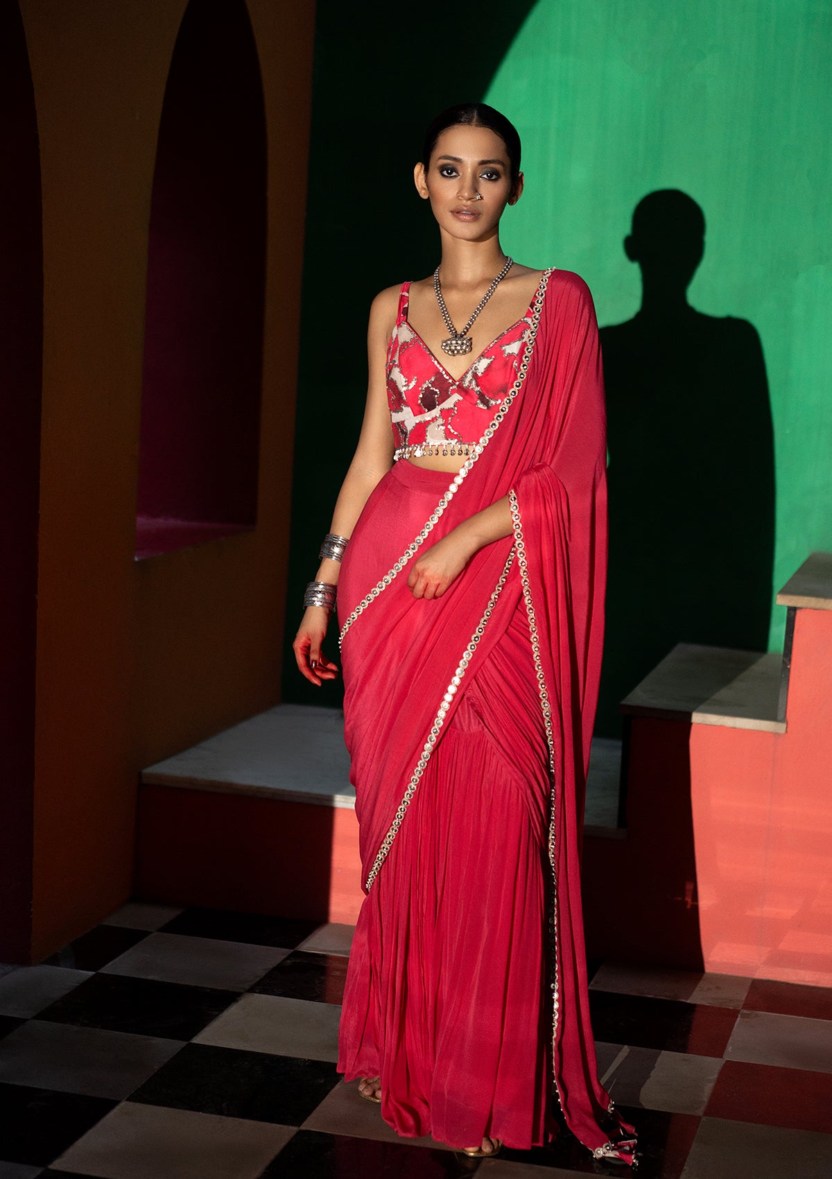 Anaita Shroff in Amara Fuchsia Pleated Saree Set