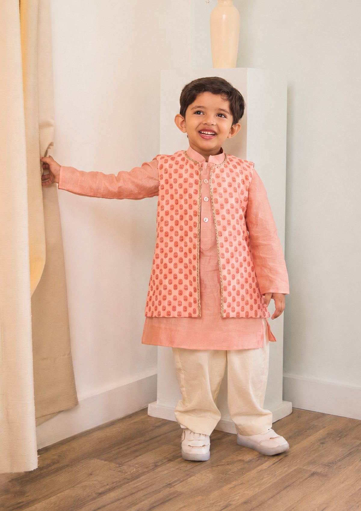 Kids Blush Meadow Kurta & Bundi Set
