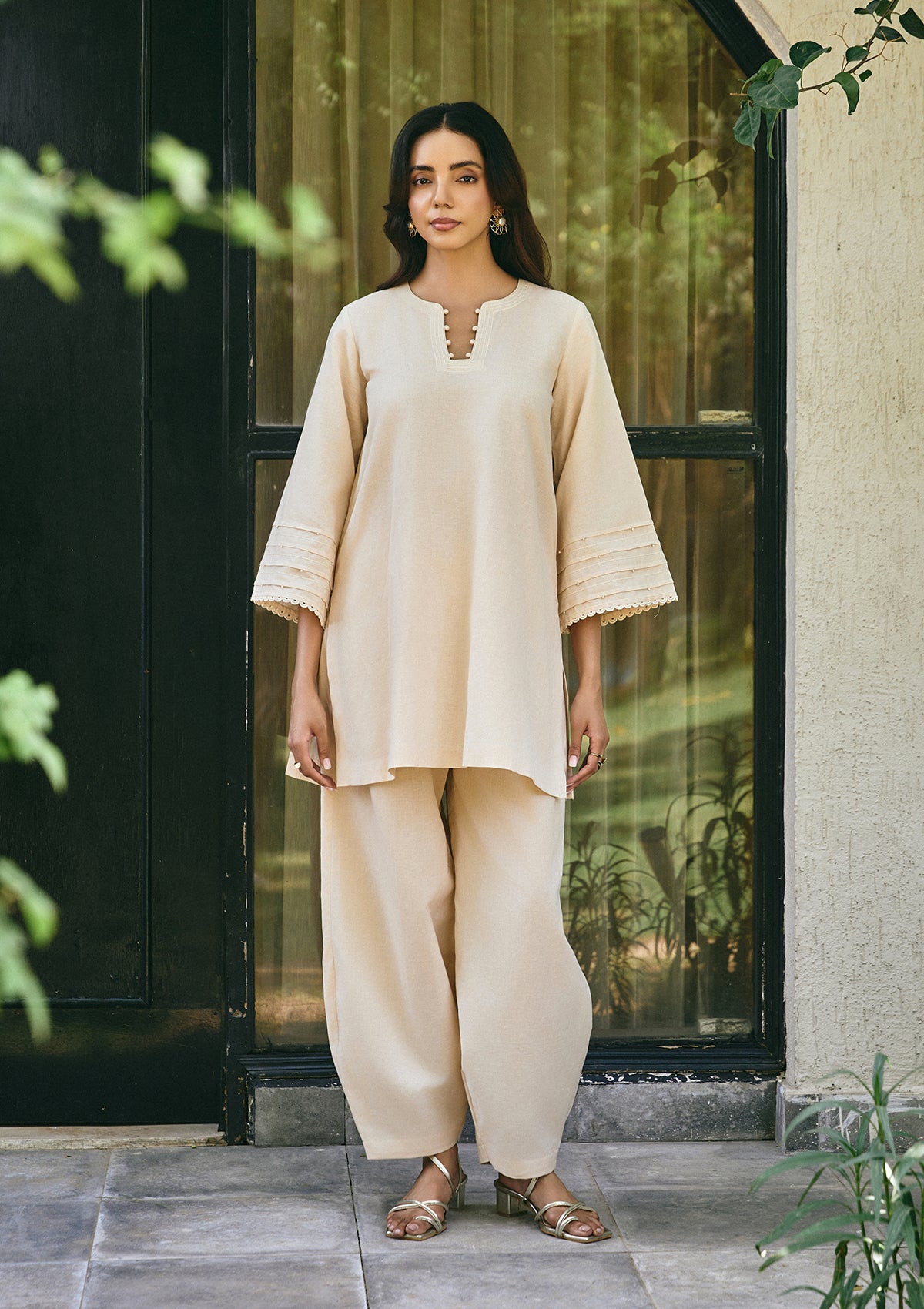 Sand Threadwork Kurta Set