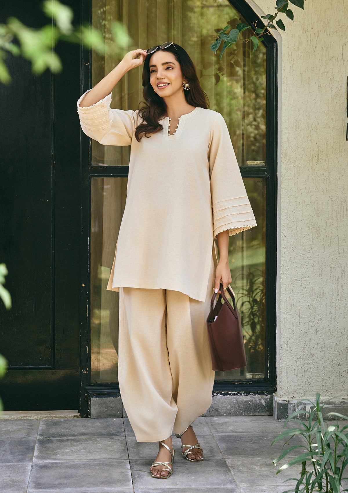 Sand Threadwork Kurta Set