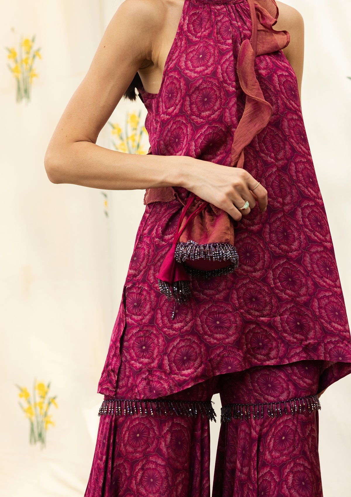 Bahaar Ruby Halter Sharara Set