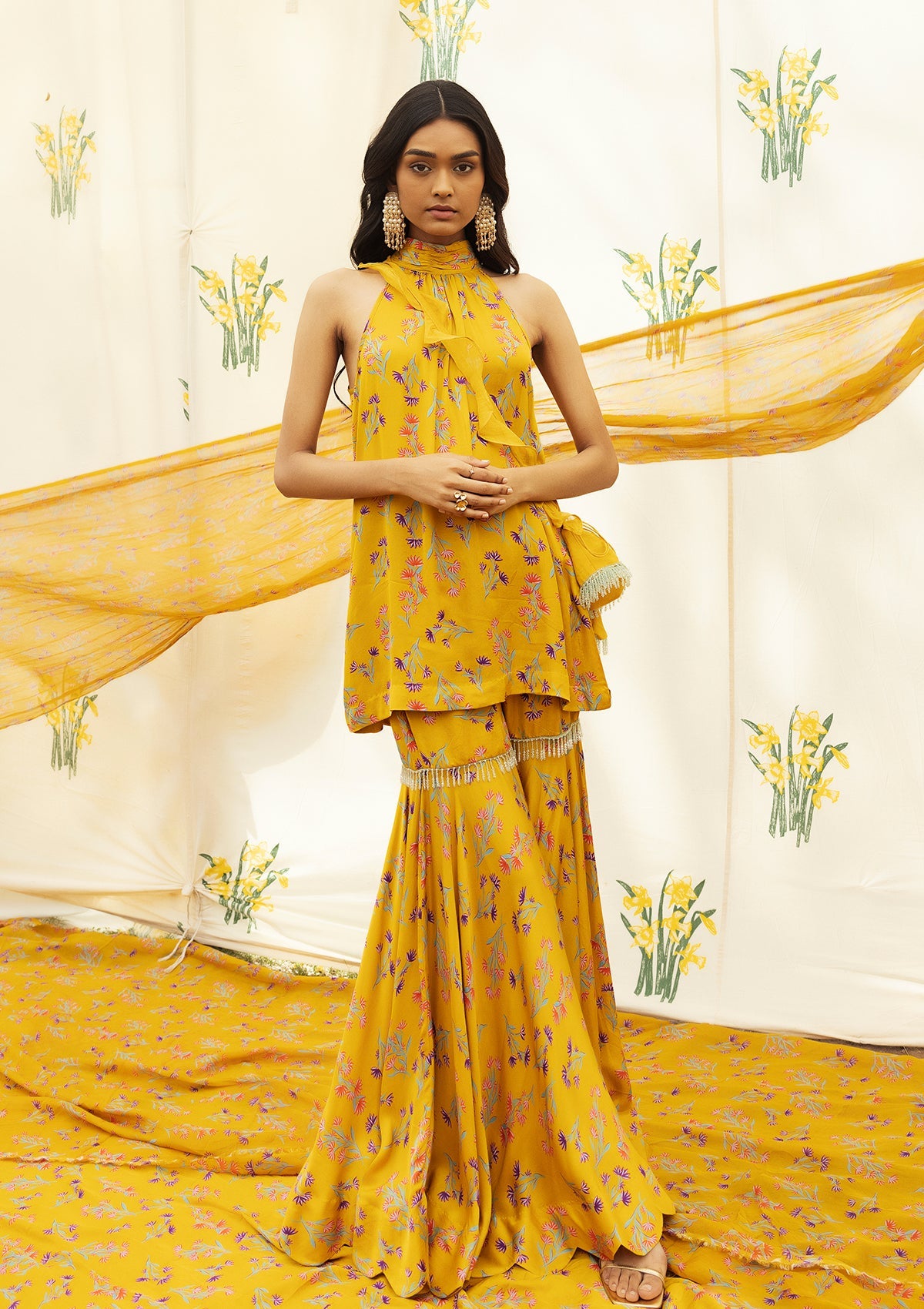 Asmira Amber Halter Sharara Set