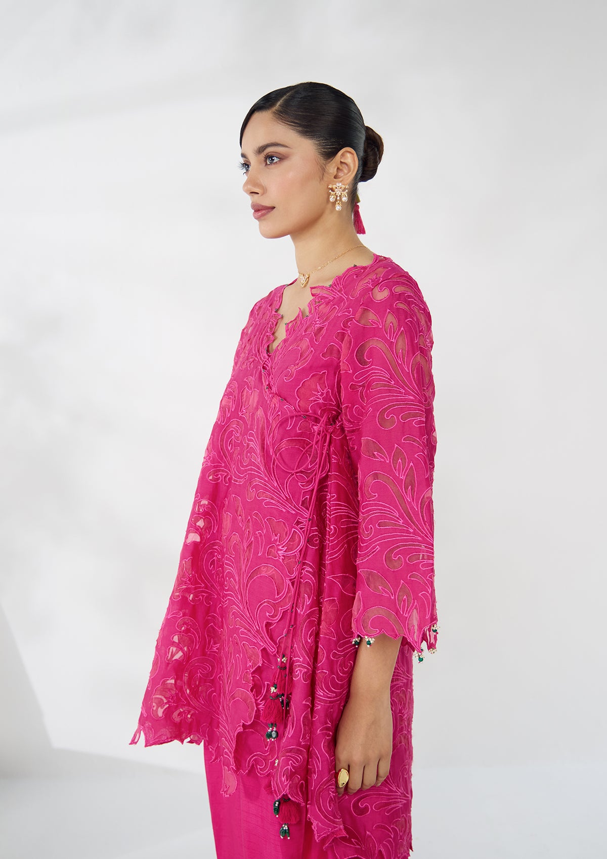 Fuchsia Flora Cutwork Kurta Set