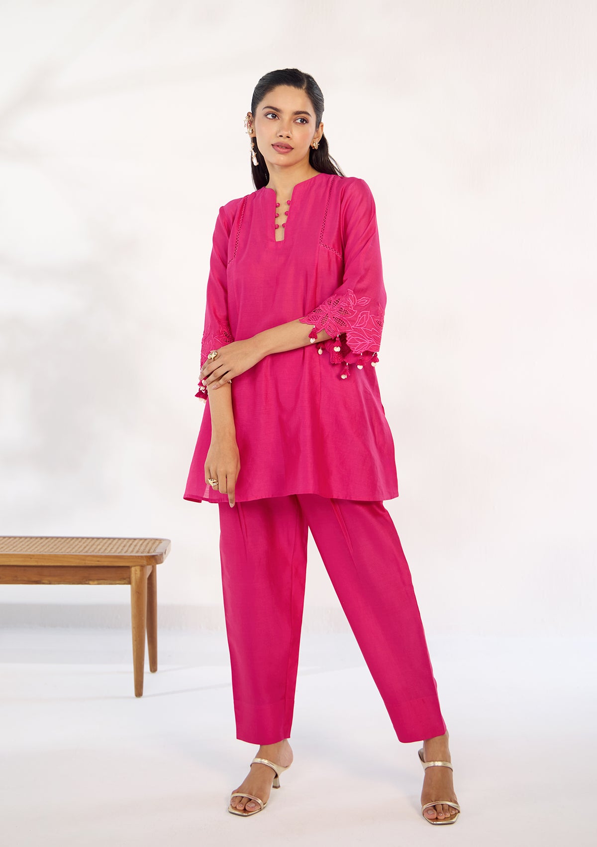 Fuchsia Florale Kurta Set