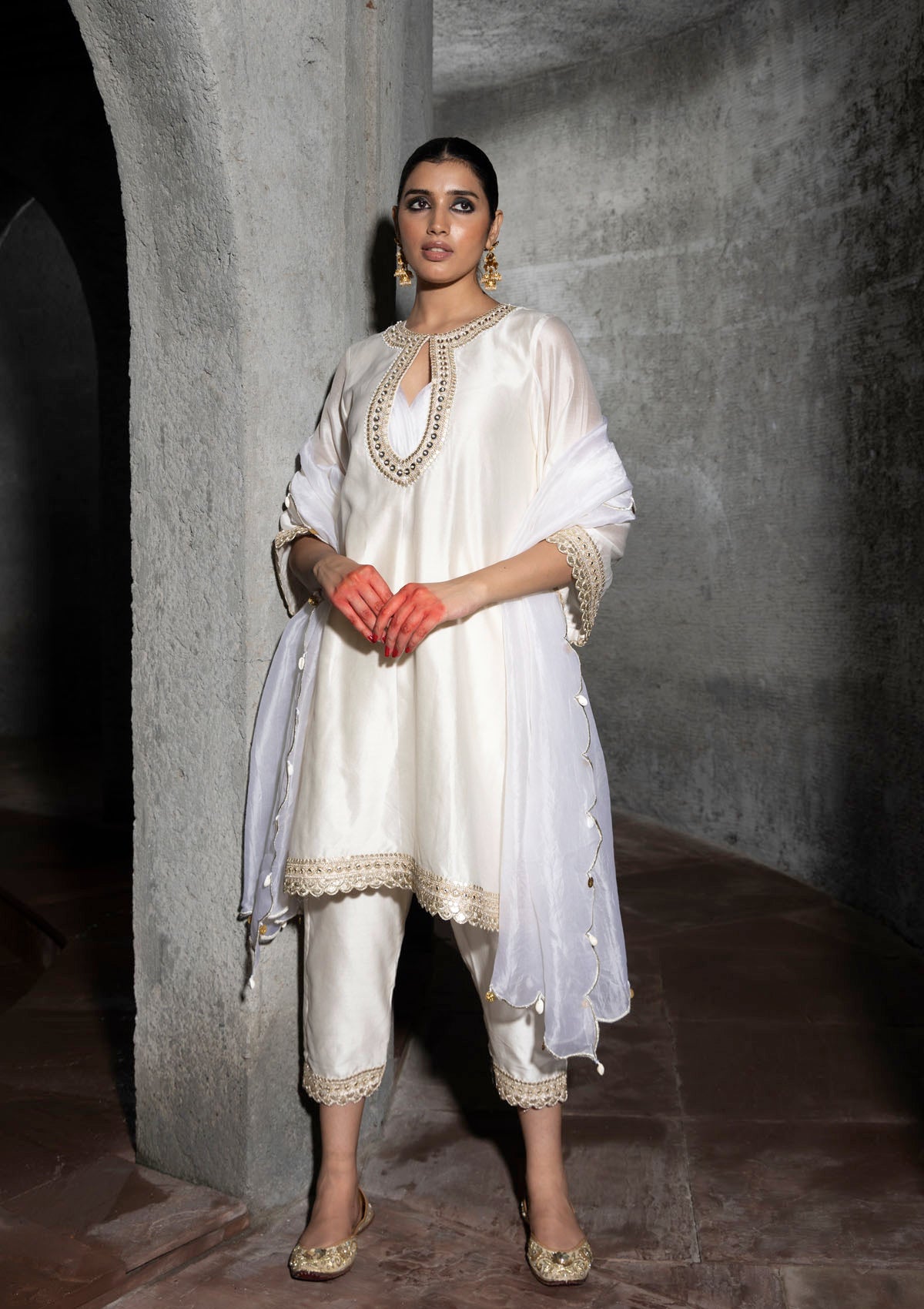 Sehar Ivory Scallop Kurta Set