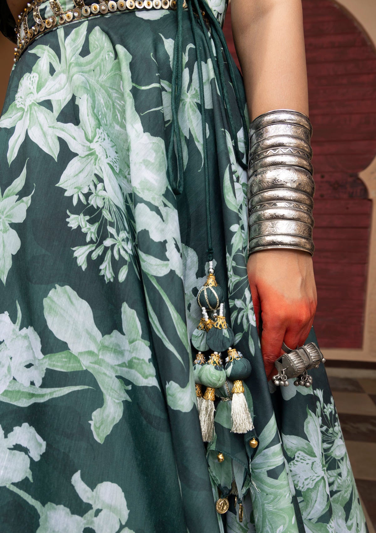 Shivani Bafna in Nur Emerald Gilet Lehenga Set