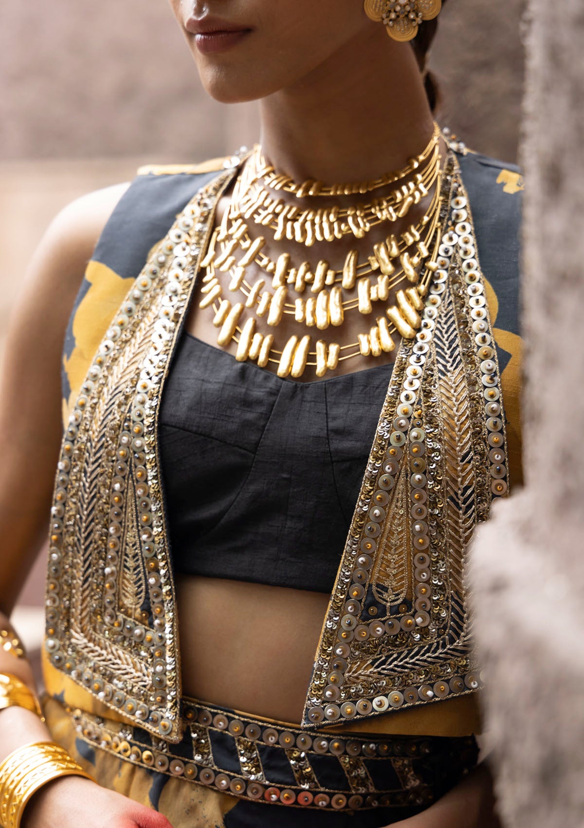 Amara Honey Gilet Lehenga Set