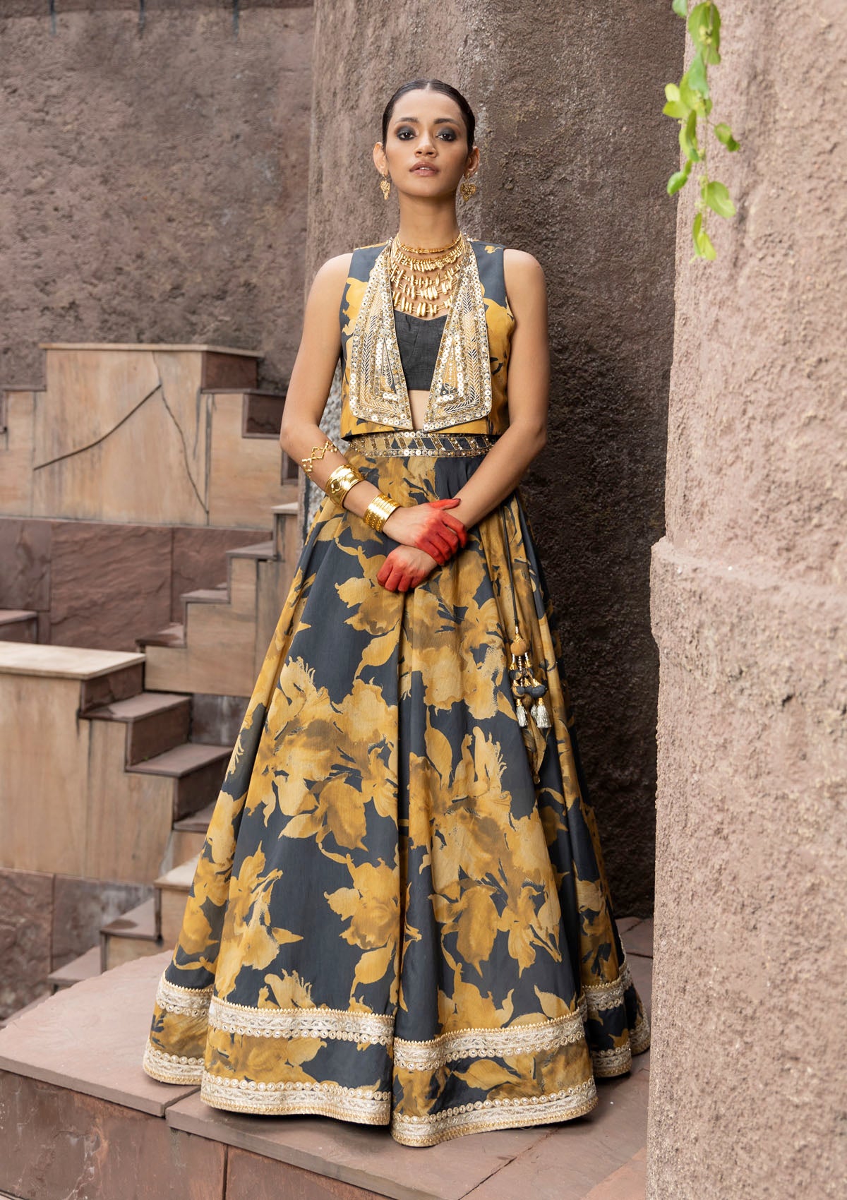 Amara Honey Gilet Lehenga Set