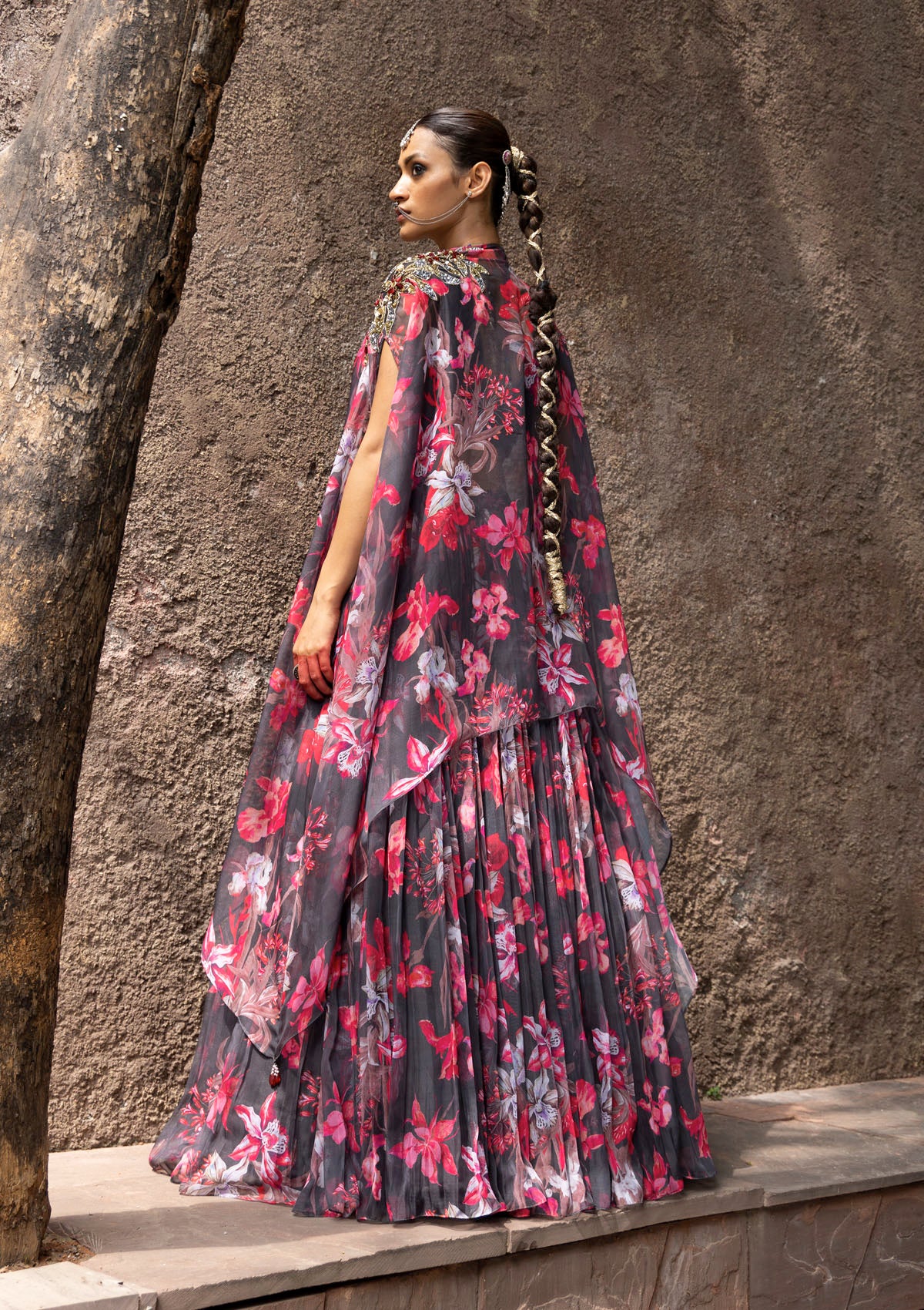 Nur Iris Cape Lehenga Set