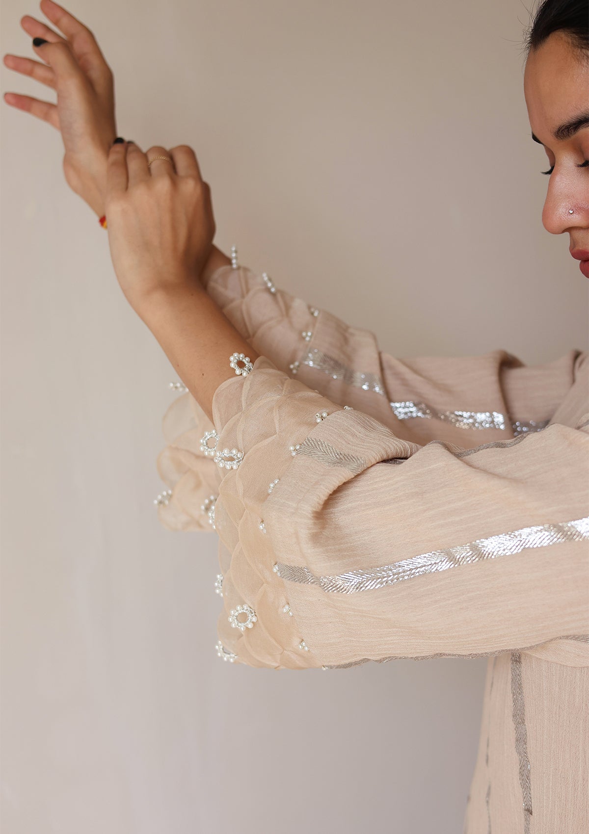 Sand Scalloped Kurta Set