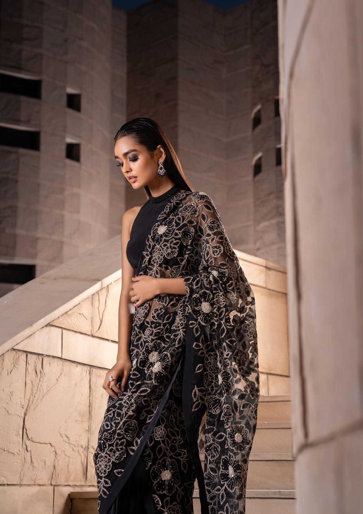 Coal Jaal Saree Set