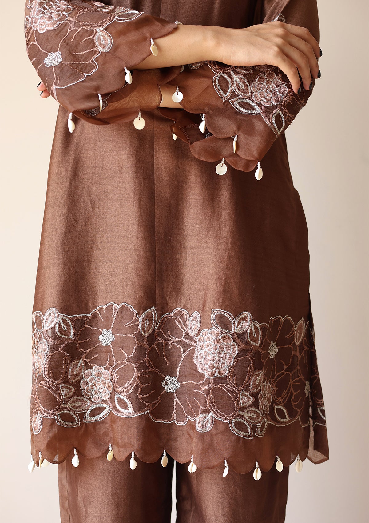 Mocha Applique Kurta Set