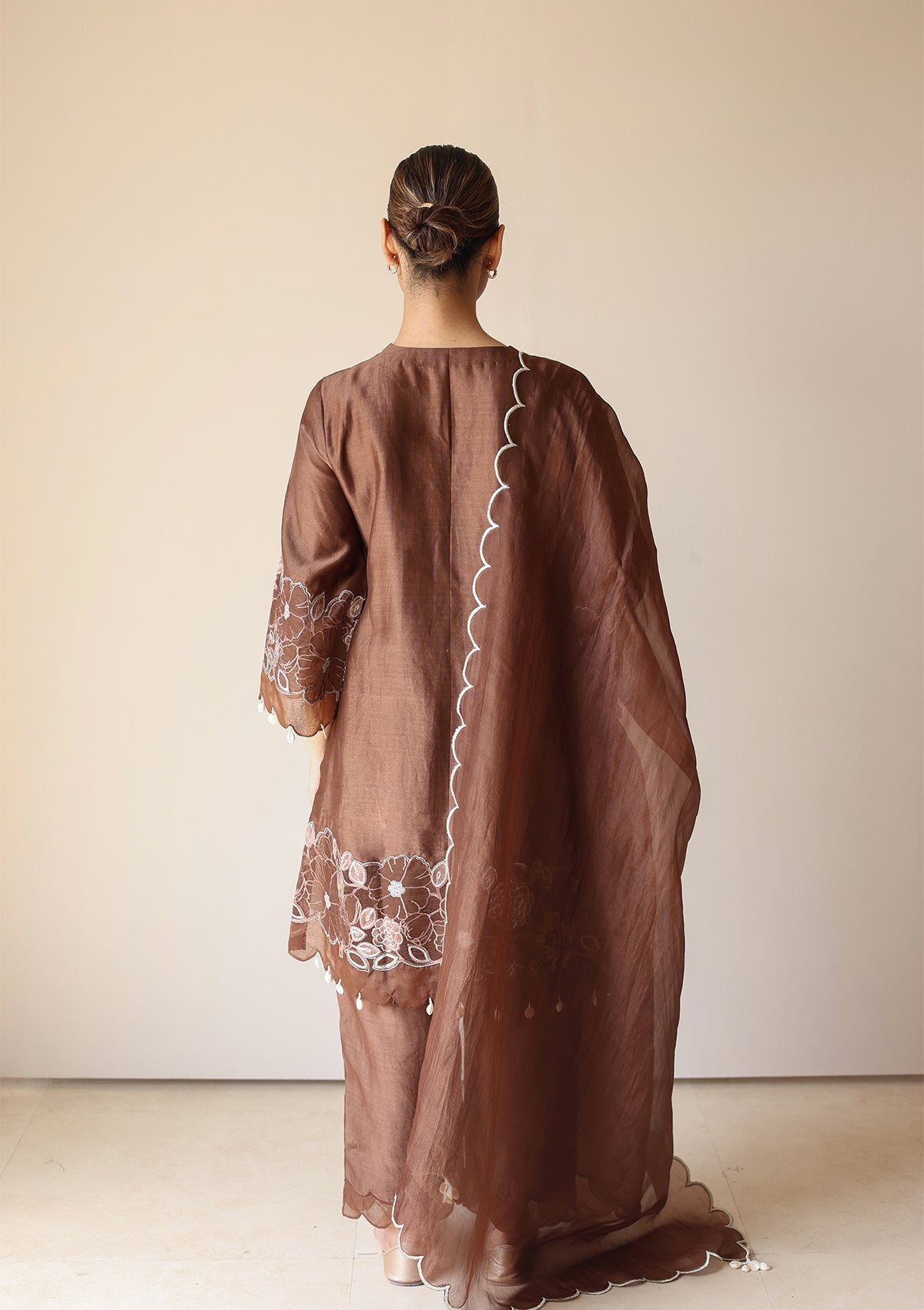 Mocha Applique Kurta Set