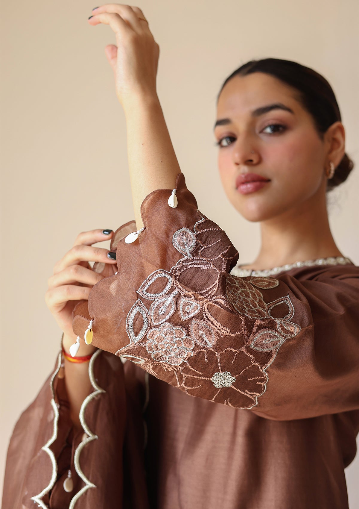 Mocha Applique Kurta Set